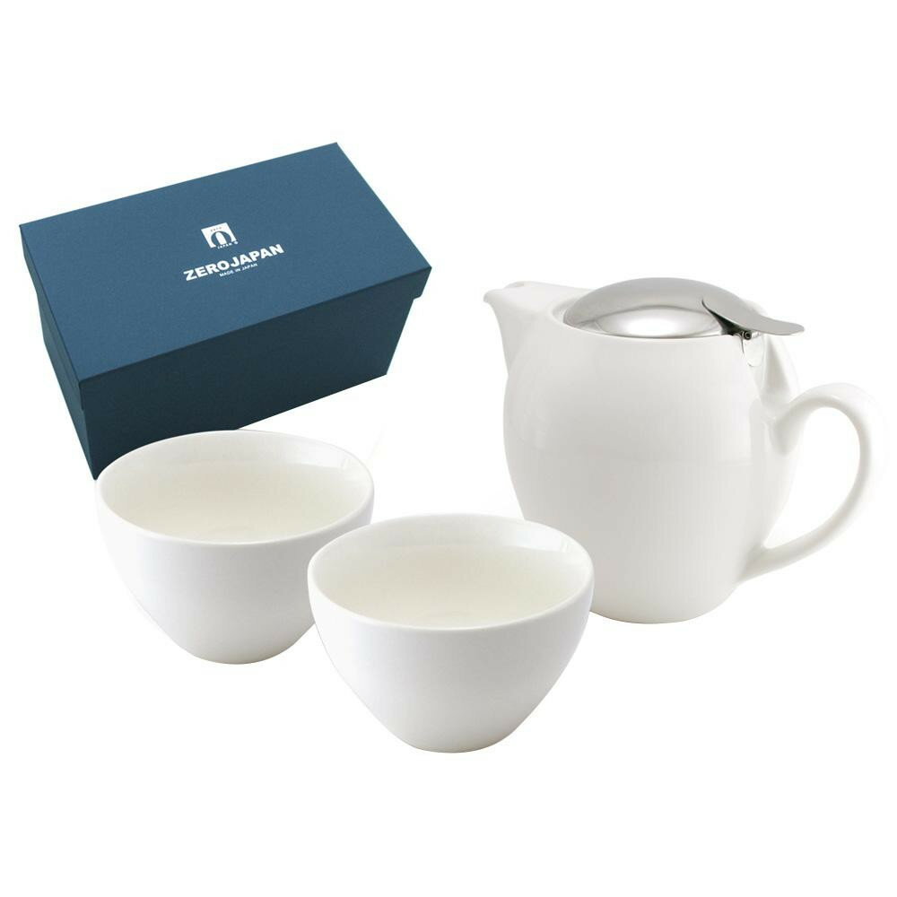 ZERO JAPAN ユニバーサルティーポット4人用+ティーカップワイド×2 ZG-003 WH・ホワイト【同梱・代引き不可】