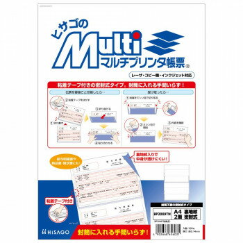 ヒサゴ マルチプリンタ帳票 A4裏地紋 2面 密封式 100枚 BP2009TN【同梱・代引き不可】