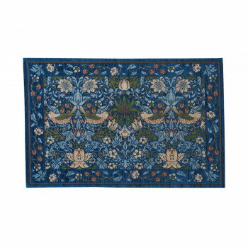 川島織物セルコン Morris Design Studio イチゴドロボウ マット 約60×90cm FH1709A B ブルー【同梱・代引き不可】