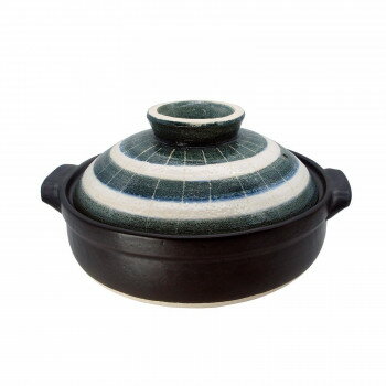 M1522 藍色十草 8号鍋 萬古焼【同梱・代引き不可】