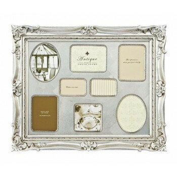 アンティークスタイルフォトフレーム　8ウィンドー　AF-04001・シルバー【同梱・代引き不可】