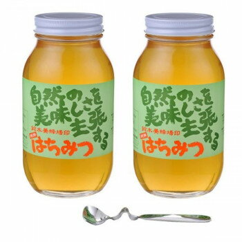 鈴木養蜂場 はちみつ 大瓶2本セット(菜の花1.2kg、レンゲ1.2kg、はちみつスプーン)【同梱・代引き不可】