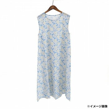 志成販売 ブロックプリント ポーチュラカのルームウェア ワンピース ブルー 305099BL【同梱・代引き不可】