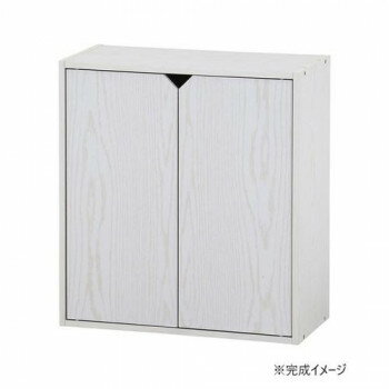 不二貿易 C/D:52264 連結できる収納ボックス 扉付 オーク WH【同梱・代引き不可】