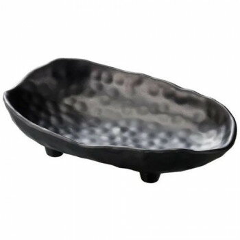 福井クラフト　メラミン31cm手びねり長鉢黒マット 51022590【同梱・代引き不可】