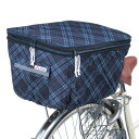 2段式 自転車カゴカバー/自転車用品 【後カゴカバー 両開き ネイビーチェック】 撥水加工 ポリエステル100% 自転車専用(同梱・代引き不可)(3)