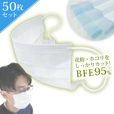 【4月下旬頃入荷予定】 マスク 使い捨て 50枚セット (1枚79円) 大人用 レギュラーサイズ 男女兼用 ホワイト 白 三層構造 日本国内発送 プリーツタイプ フェイスマスク 不織布マスク