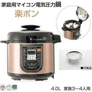 電気圧力鍋 楽ポン スターターセット 4L 3〜4人用 レシピブック付き マイコン式圧力鍋 お手入れ簡単 電気調理器 ワンダーシェフ OEDD40ST