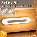 【2個セット】人感センサーナイトライト LEDセンサーライト USB充電式 30cm LED人感 無段階調光 貼り付け 足元灯 夜間用 自動点灯 自動消灯 小型...