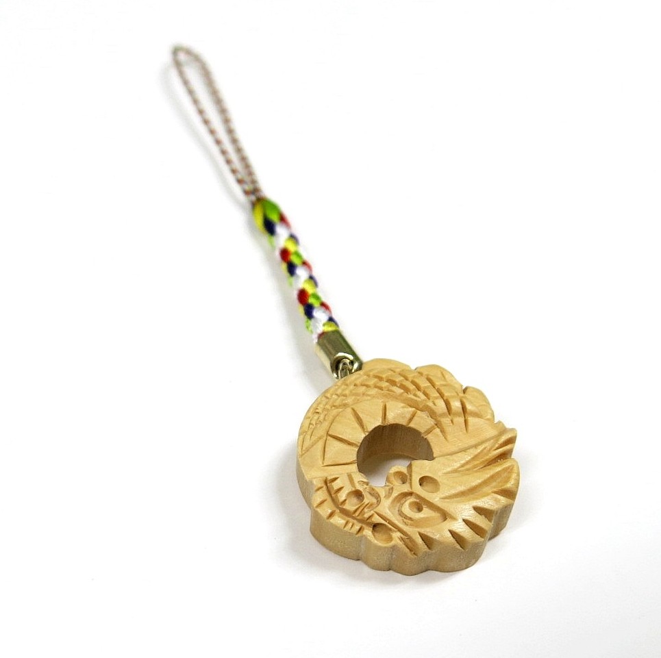 つげ根付 龍 (金具:五色)