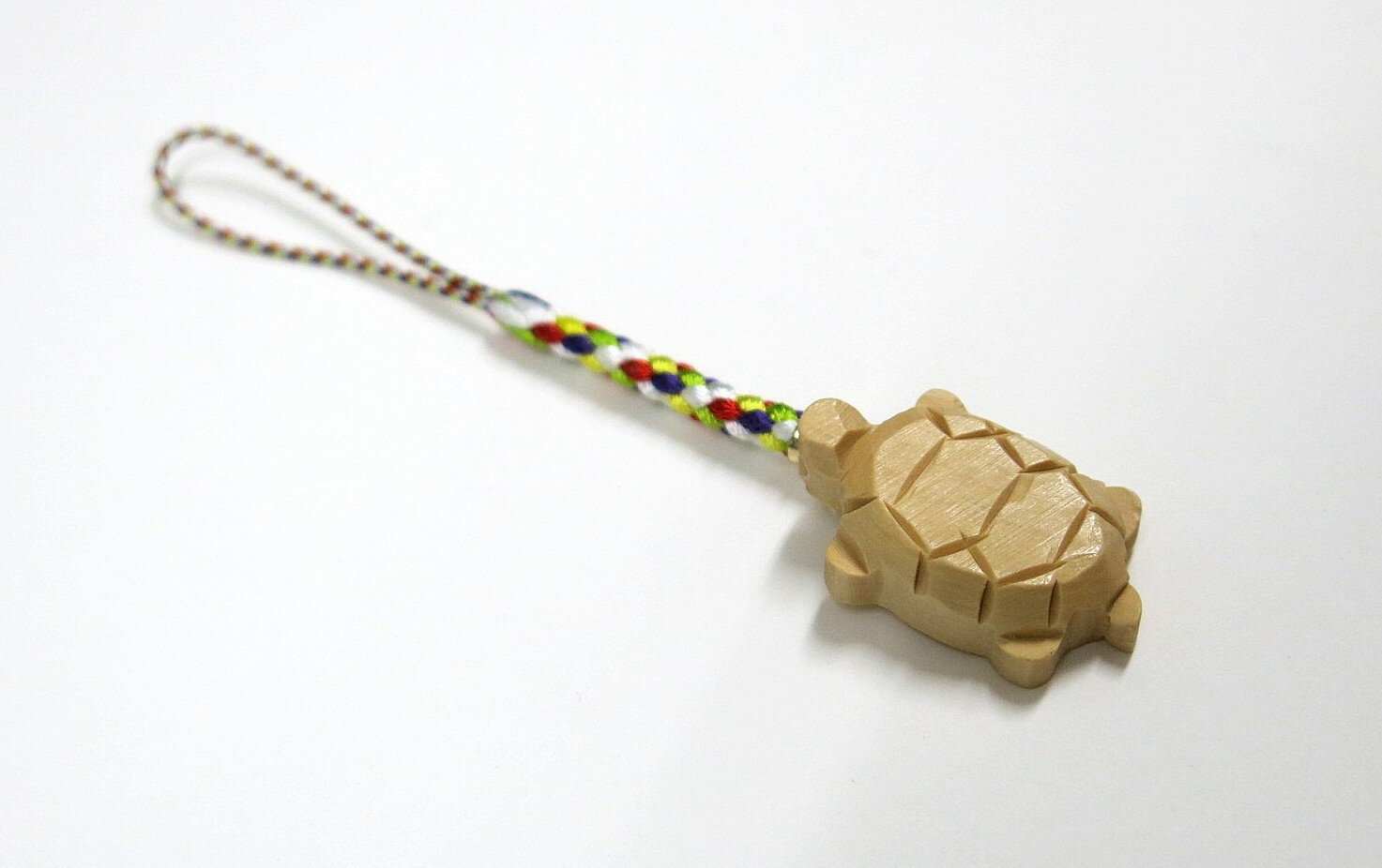 つげ根付 亀(かめ) (紐:五色)