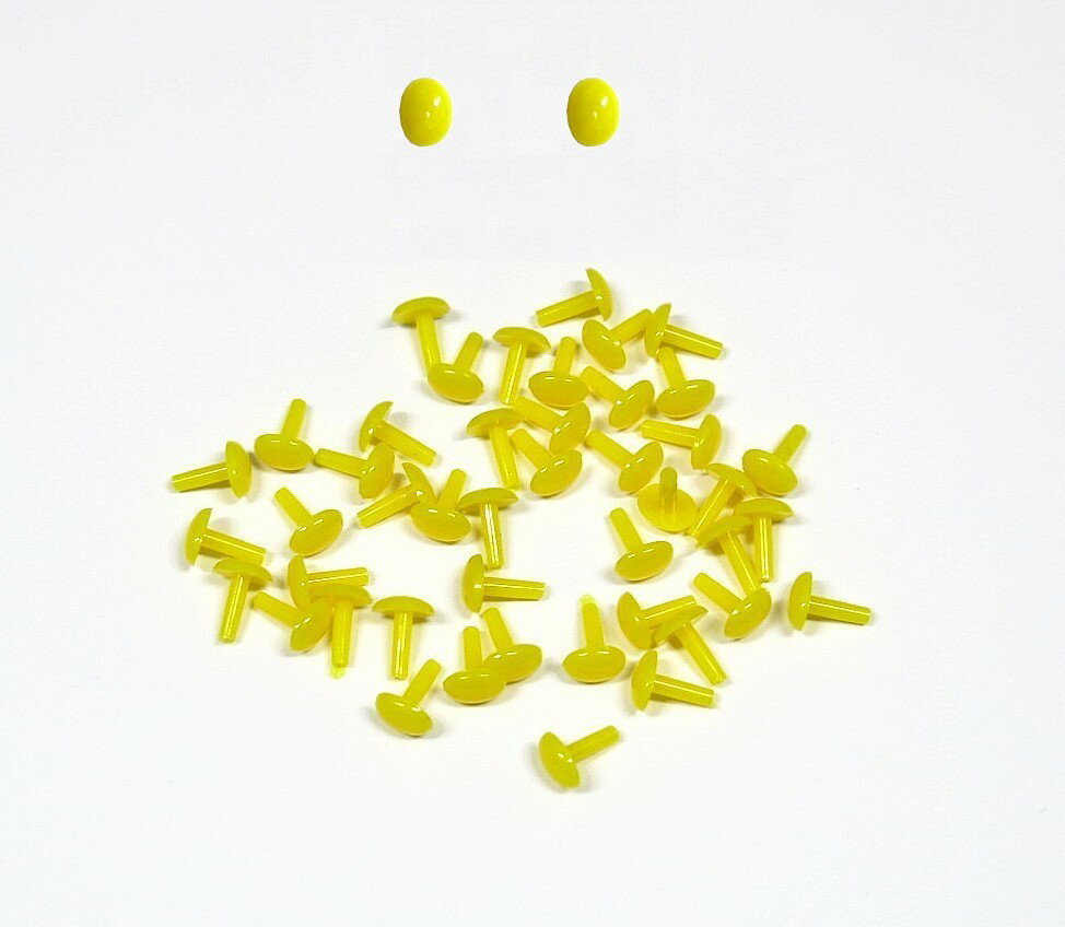 楕円さし目 【 黄色 】 6.5mm×5mm 50個入り イエロー さし鼻 さし目 動物の鼻