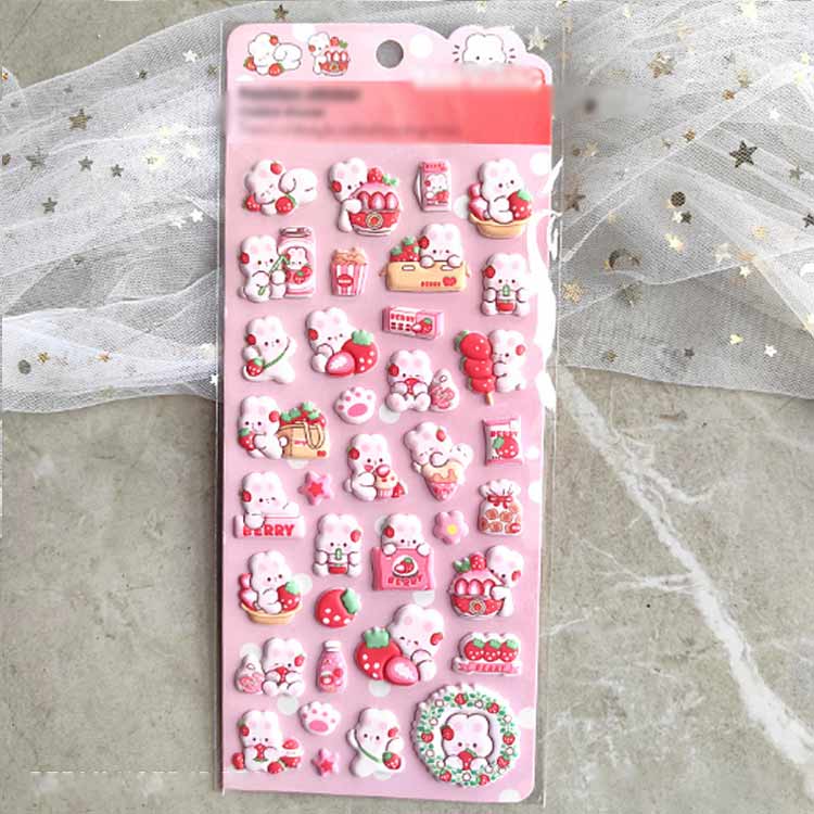 マシュマロシール うさぎ 4枚セット 泡ステッカー シール交換 シール帳 シール 手帳 もちもち ぷっくりシール 立体 ステッカー 3D シール ぷくぷく 動物 ウサギ かわいい 兎 女の子 玩具 おもちゃ デコシール プレゼント 小学生 アニマル 2