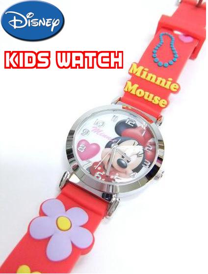 【キッズ腕時計】J-AXISディズニー子供用腕時計ラバータイプ【ミニーレッド】【Disneyzone】【雑貨】