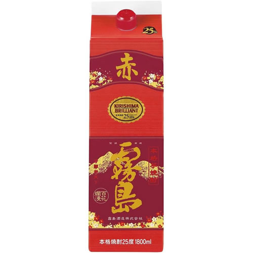 樂天商城 - 赤霧島 1800ml 25度 紙パック 霧島酒造 宮崎 本格焼酎 芋焼酎　ギフト プレゼント(4972776180025)