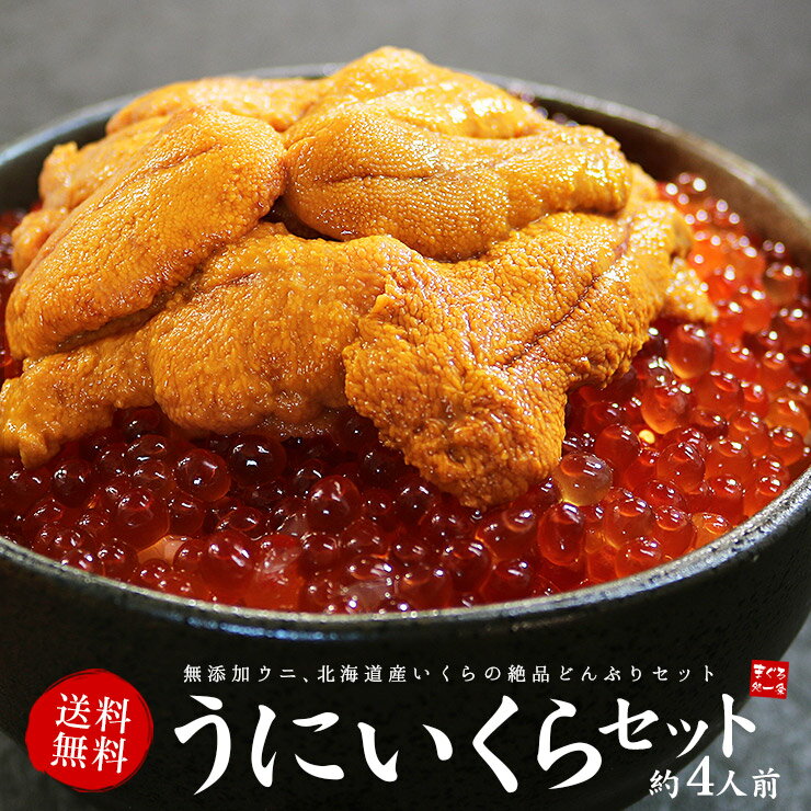 【送料無料】無添加うに＆イクラ丼4杯分！無添加生ウニと北海道産いくら醤油漬け絶品海鮮丼セット（食べ物 刺身 海鮮丼 手巻き寿司 おつまみ 御祝 内祝 誕生日 贈り物 プレゼント）《ref-ur1》yd5[[ウニイクラセット-2p]