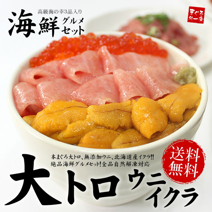 （敬老の日 ギフト 贈り物 2018）【送料無料】本マグロ大トロ、ウニ、イクラ！海鮮グルメセット　ランキング1位　（ギフト プレゼント 誕生日 刺身 海鮮丼 手巻き寿司 おつまみ お中元 御祝 内祝 まぐろ 食べ物 うに いくら）《not-ks1》〈ks1〉[[大トロ海鮮セット]