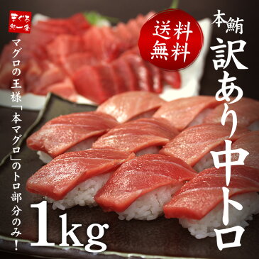 【送料無料】本マグロ訳あり中トロどっさり1kg！脂がのったトロ部分のみお届け！（わけあり 刺身 メガ盛り まぐろ 鮪 母の日 父の日）《pbt-bf10》〈bf1〉[[訳あり中トロ1kg]