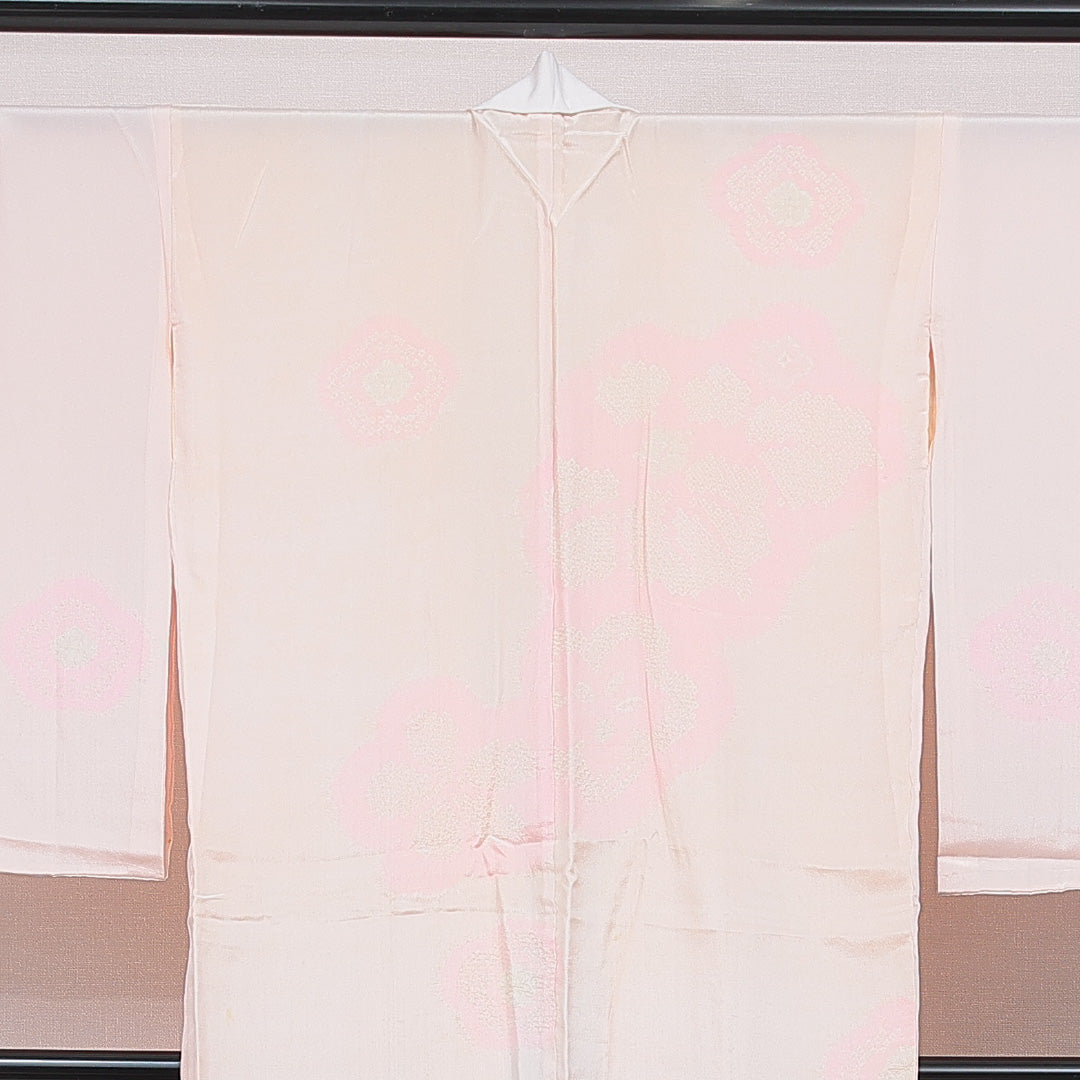 長襦袢 無双袖 身丈127cm 裄丈64cm 正絹 Cランク Mサイズ 部分絞り 桜 ピンク系 1229-16675