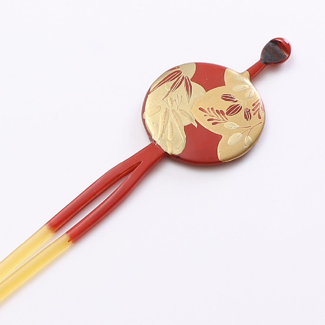 乐天商城 - 平打 髪飾り Sランク アクリル樹脂 白甲風 かんざし 蒔絵 松竹梅 赤系 1237-00370