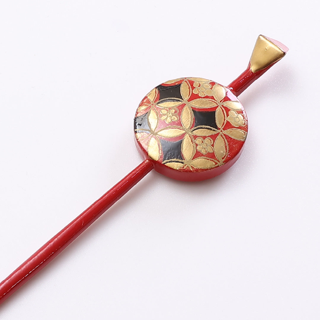 乐天商城 - 平打 髪飾り Aランク アクリル樹脂 かんざし 蒔絵 七宝 梅鉢 赤系 1237-00374