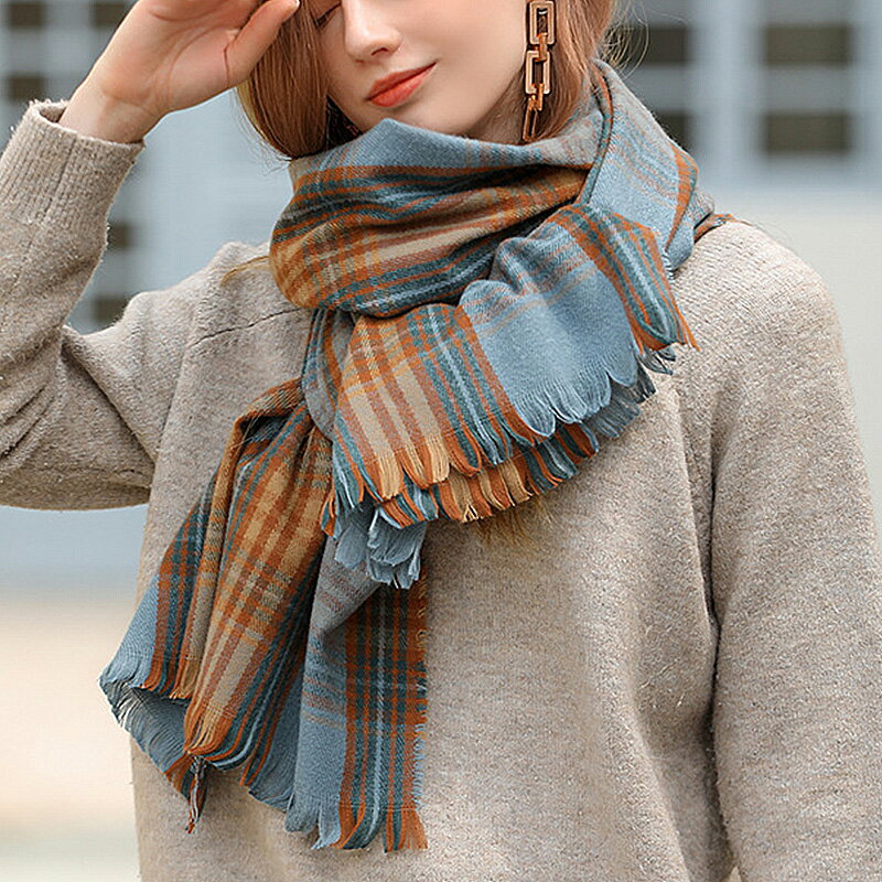 マフラー レディース ストール メンズ プレゼント 大判 54cm*210cm 無地 秋 冬 ニット 厚手 ギフト チェック 安い 保温 暖かい 防寒 クリスマス 男女兼用 ストールショール スカーフ マフラータオル 大判ストール シンプル ふんわり ひざ掛け 羽織 かわいい 学生 おしゃれ