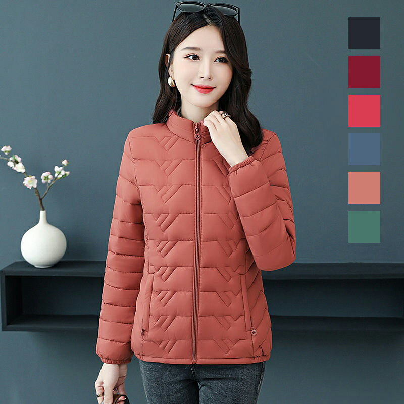 ダウンケット レディース 細見え ミドル丈 おしゃれ 詰襟 中綿ジャケット タイト ファッション 無地 ブ..