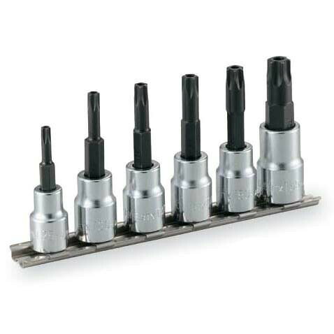 TONE(トネ)の一覧はこちら●差込角9.5mm(3/8inch)●T型トルクス(いじり防止)●Multiple●T型トルクスねじの締付け、緩め作業用。●ソケットの取り外しが容易なアルミタイプのソケットホルダで作業効率がアップします。ねじ穴付きで壁掛けやデスク固定が可能です。●TORXおよびトルクスは米国Acument Intellectual Properties LLC.社の登録商標です。●インパクトレンチなど動力工具には使用しないでください。いじり防止タイプのねじは、設計上や管理上いじってはいけない箇所に使用されています。アフターサ－ビス以外の用途には使用しないでください。【商品サイズ】縦(mm)　216横(mm)　106高さ(mm)　52【商品重量】重量(g)　400JANCD:4953488193497【銀行振込・コンビニ決済】等前払い決済予定のお客様へ当商品は弊社在庫品ではなく、メーカー在庫品です。在庫確認後に注文確認を行い、お支払いのお願いを送信させて頂きます。休業日、14:00以降のご注文の場合は翌営業日に上記手続きを行います。お時間が掛かる場合がございます。