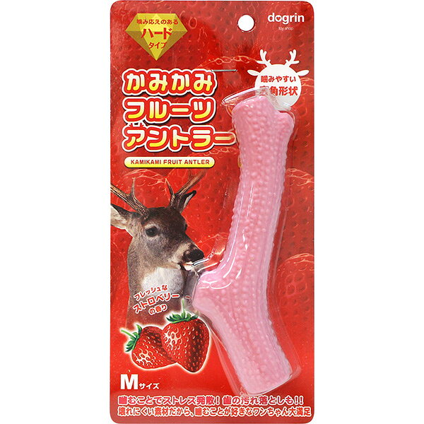 スーパーキャットの一覧はこちら・噛むことでストレス発散！歯の汚れ落としも！！・噛みやすい鹿角形状！・噛み応えのあるハードタイプ・壊れにくい素材だから、噛むことが好きなワンちゃんも大満足・フレッシュなストロベリーの香り【商品サイズ】縦(mm)　220横(mm)　105高さ(mm)　31【商品重量】重量(g)　88JANCD:4973640701216【銀行振込・コンビニ決済】等前払い決済予定のお客様へ当商品は弊社在庫品ではなく、メーカー在庫品です。在庫確認後に注文確認を行い、お支払いのお願いを送信させて頂きます。休業日、14:00以降のご注文の場合は翌営業日に上記手続きを行います。お時間が掛かる場合がございます。