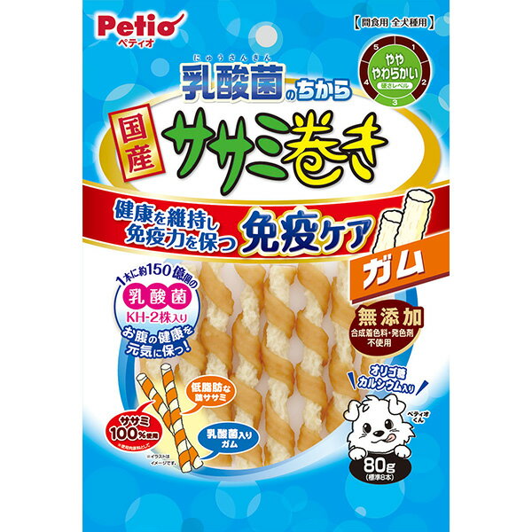 乳酸菌のちから ササミ巻き 80g 犬用スナック 煮干し魚・他素材系