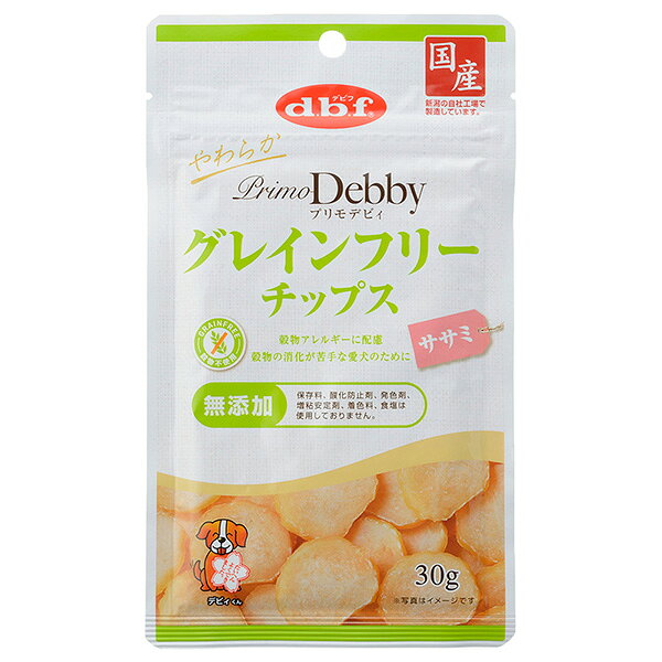 商品特徴・穀物アレルギーの愛犬に配慮した、消化にやさしいグレインフリーのスナックです。・鶏ささみをふんだんに使用し、好みの大きさに簡単にちぎれるやわらかさに仕上げました。・保存料、酸化防止剤、発色剤、増粘安定剤、着色料、食塩は使用しておりません。原材料(成分)鶏ささみ、タピオカでん粉、加工でん粉(ばれいしょ)、グリセリン(植物性)保証成分たんぱく質14.0％以上、脂質0.5％以上、粗繊維0.5％以下、灰分1.0％以下、水分40.0％以下、ナトリウム0.07％以下エネルギー235kcal/100g原産国または製造地日本保管方法・直射日光や高温多湿の場所を避けて保存してください。諸注意・開封後は早めに与えてください。・保存料、酸化防止剤、発色剤、増粘安定剤、着色料、食塩は使用していないため、時間が経つにつれて色が濃くなることがありますが、品質には問題ありません。【商品サイズ】縦(mm)　110横(mm)　190高さ(mm)　20【商品重量】重量(g)　38JANCD:4970501034339【銀行振込・コンビニ決済】等前払い決済予定のお客様へ当商品は弊社在庫品ではなく、メーカー在庫品です。在庫確認後に注文確認を行い、お支払いのお願いを送信させて頂きます。休業日、14:00以降のご注文の場合は翌営業日に上記手続きを行います。お時間が掛かる場合がございます。
