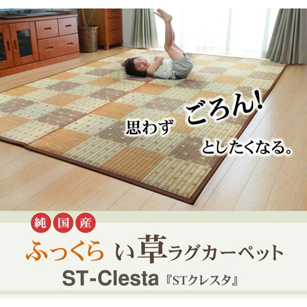 Character Pattern - 【メーカー直送】 純国産 防音 ボリューム い草ラグSTクレスタ ブラウン 191×191cm 裏:ソフトテック15mm 1051040063604 い草カーペット 夏用ラグ 日本製 い草マット ボリュームタイプ 裏ソフトテック 厚手 抗菌 防臭