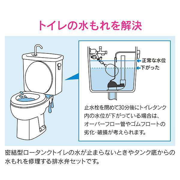 RideOne(ライドワン)のガオナ（GAONA） ロータンク排水弁セット（密結用）51 GA-NG023｜アングル3