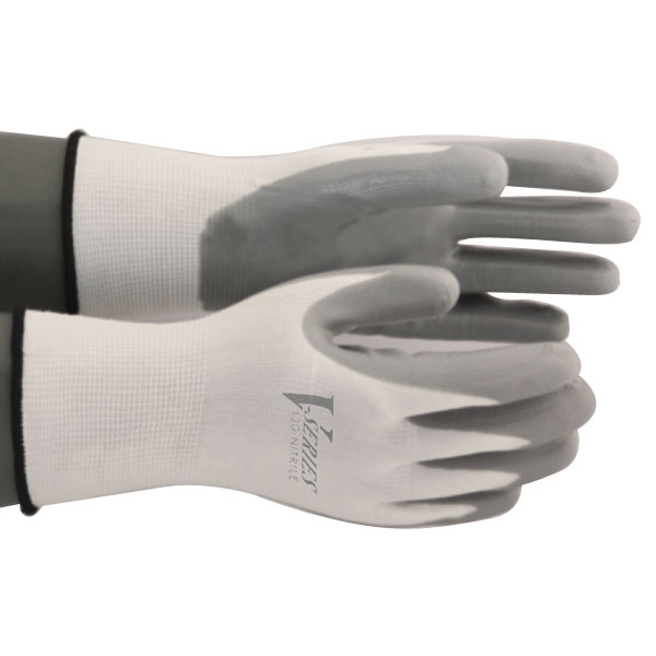 【ネコポス送料無料】 おたふく手袋:Vシリーズ ホワイト LL ニトリル背抜 A-32 タフなプロ向き背抜きグローブ 210880