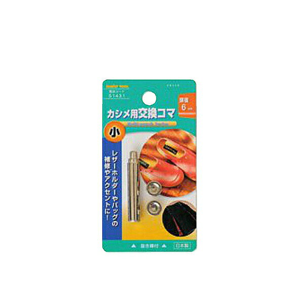 【メール便送料無料】イチネンアクセス 小カシメ交換用コマ 頭径:6mm 抜き棒付 00051431 レザーホルターやバッグの補強や補修、アクセントに 頭径6mm