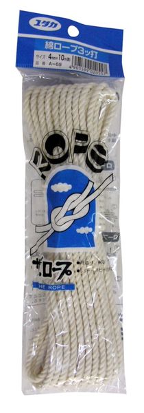 樂天商城 - ユタカメイク 綿ロープ3ツ打 4mm×10m A-59