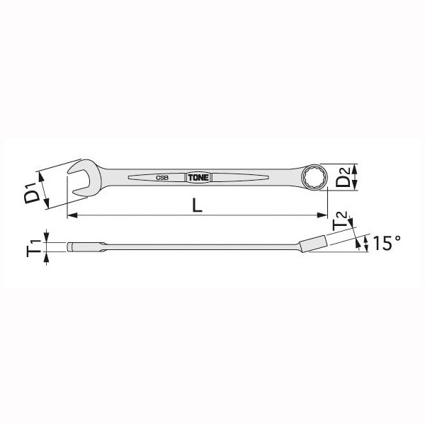 TONE（トネ）:コンビネーションスパナ（インチサイズ） CSB-22 ●二面幅11/16inch ●スパナ,12角めがね ●二面幅11/16inch ●インチ 2