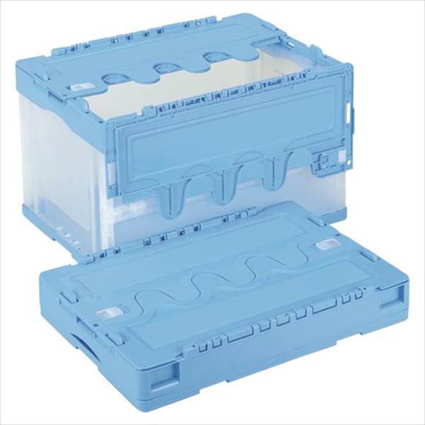 リス 折りたたみコンテナー フタ付き/透明 幅530×奥366×高334mm 容量：50L CF-S51NR（ブルートウメイ）..