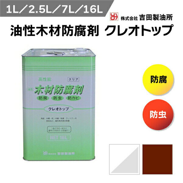 吉田製油所 油性木材防腐剤 クレオトップ クリア ブラウン 木部 浸透タイプ 防腐剤 シロアリ 低臭性 防..