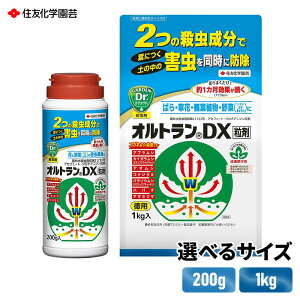 住友化学園芸 オルトランDX粒剤 殺虫剤 200g/1kg 殺虫 まくだけ 1か月間持続 植え替え 植え付け 害虫 退治 アブラムシ 撃退 コガネムシ 対策 病気 カイガラムシ 予防 ハバチ 効果 虫 寄せ付けない ばら トマト なす おすすめ 害虫駆除 粒状 薬剤
