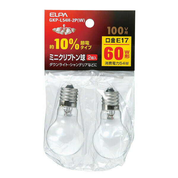 ELPA（エルパ） ミニクリプトン球 GKP-L54H-2P（W） GKP-L54H-2P（W）