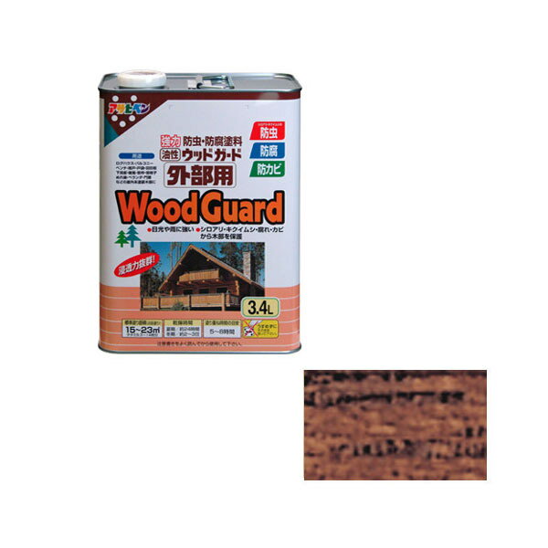 アサヒペン:ウッドガード外部用3.4Lゴールデンオーク5 - 塗料 木部 保護