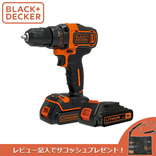 BLACK&DECKER（ブラックアンドデッカー） 18V コードレスドリルドライバーバッテリー2個 BDCDD186K2JP BLACK+DECKER（ブラックアンドデッカー） BDCDD186K2-JP BLACK&DECKER ブラデカ