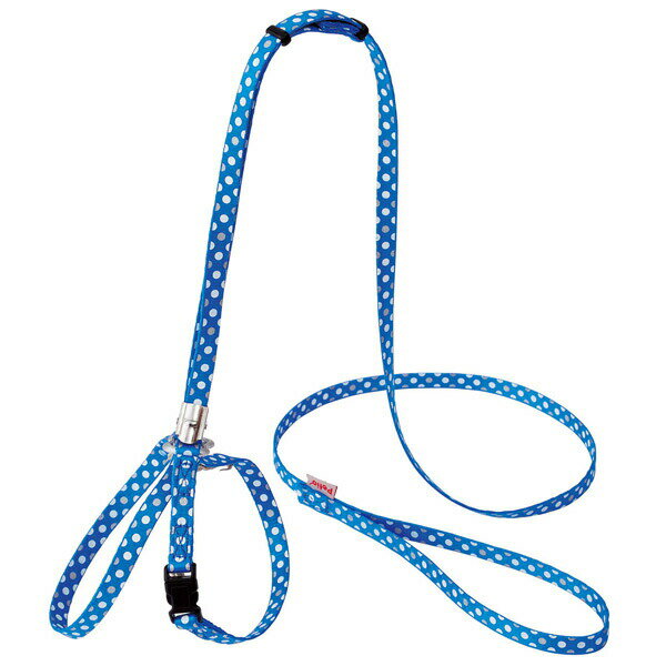 ペティオ CAT HARNESS ドットハーネスリード ブルー W55951 首輪 カラー キャットカラー ハーネス 胴輪 お出かけ 散歩 W55951