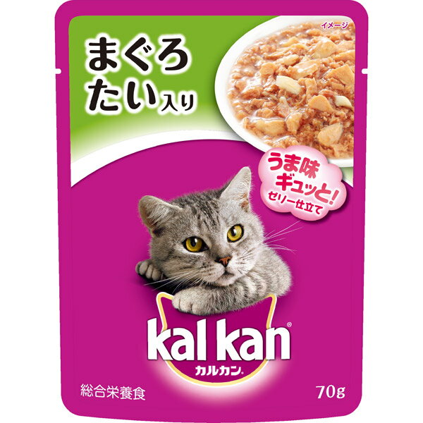 マースジャパンリミテッド:カルカン パウチ まぐろ たい入り 70g KWP2 猫 フード ウェット 総合栄養食 カルカン パウチ レトルト KWP2