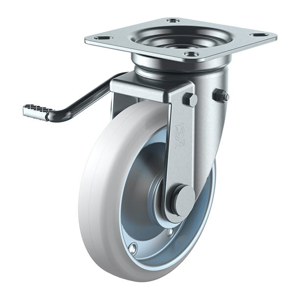 ユーエイキャスター:JB型 自在キャスター ダブルストッパー付（左） 耐油ゴム（鋼板ホイル、B入）車 車輪径 WOJB-100（L）【メーカー直送品】 台車 店舗什器 建築 棚 荷物 運搬 インテリア キャスター