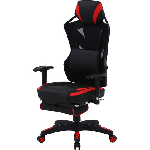 【地域制限有】【メーカー直送】不二貿易 メッシュゲーミングチェア レイズ フットレスト付きRD 00019429 【地域制限有】【メーカー直送】不二貿易 メッシュゲーミングチェア レイズ フットレスト付きRD 00019429