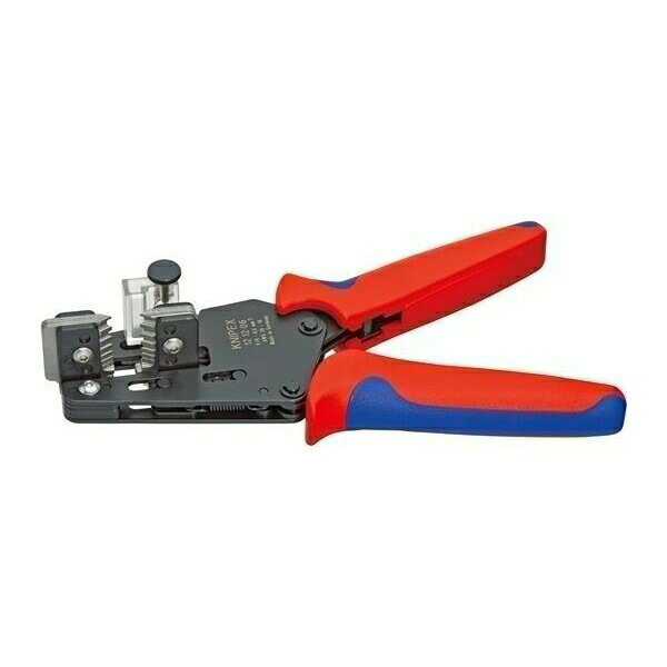KNIPEX(クニペックス)の一覧はこちら最新のメカニズムを採用したワイヤーストリッパー。●ストリッピング能力(mm2)：0.14-6.00●ストリッピング能力(AWG)：26-10●質量(g)：445●最新のメカニズムを採用したストリッパー。●テフロン・シリコン・ゴム等のデリケートな被覆も簡単にストリッピング（皮むき）することができます。●極めて精密なブレードにより、より線等も丁寧にストリッピング（皮むき）することができます。●ストリッピング（皮むき）する長さを固定するストッパー付きですので繰り返しの作業も容易です。●4枚のブレードは交換が可能です。（4枚一式）●スムーズに操作できる構造です。●軽量でコンパクトなデザイン。●握りやすいハンドル形状により快適に作業が行えます。●ボディーはスチール製。●刃の材質はオイル焼き入れ焼き戻し処理済みの特殊工具鋼。JANCD:4003773049005【銀行振込・コンビニ決済】等前払い決済予定のお客様へ当商品は弊社在庫品ではなく、メーカー在庫品です。在庫確認後に注文確認を行い、お支払いのお願いを送信させて頂きます。休業日、14:00以降のご注文の場合は翌営業日に上記手続きを行います。お時間が掛かる場合がございます。