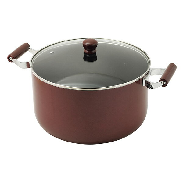 パール金属 メガサイズ ふっ素加工IH対応ガラス蓋付深型大型鍋32cm HB-6674