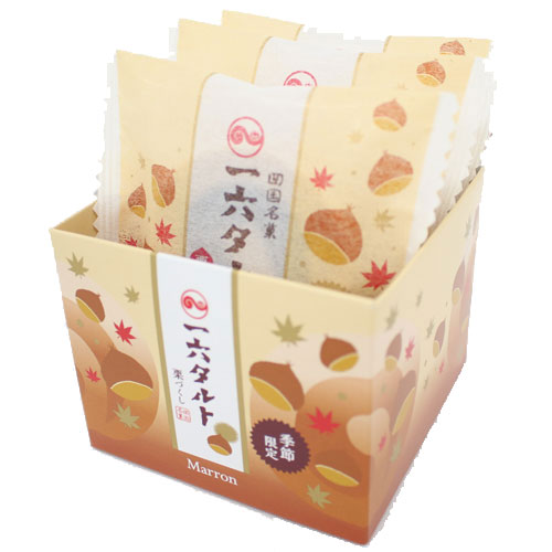 一六本舗楽天市場店の【公式】ひと切れ一六タルト「栗づくし」3個入【四国 愛媛 松山 道後 温泉 和菓子 生菓子 スイーツ ギフト お祝 お土産 プレゼント 贈答 お返 御供 仏事 旅行 おやつ お菓子 名物 名菓 人気 限定 柚子 餡子 こし餡 カステラ　老舗 のの字 工場直送　個包装 食べきり】｜アングル3